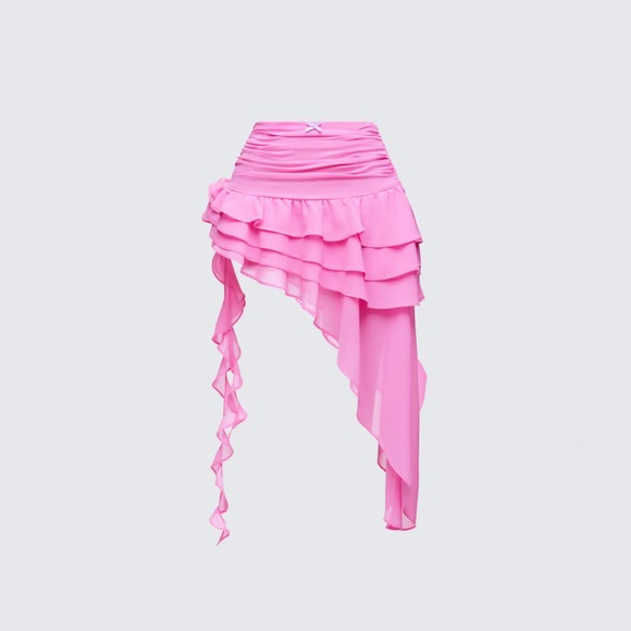 Finesse Tia Pink Chiffon Layered Mini Skirt - Picture 1 of 9